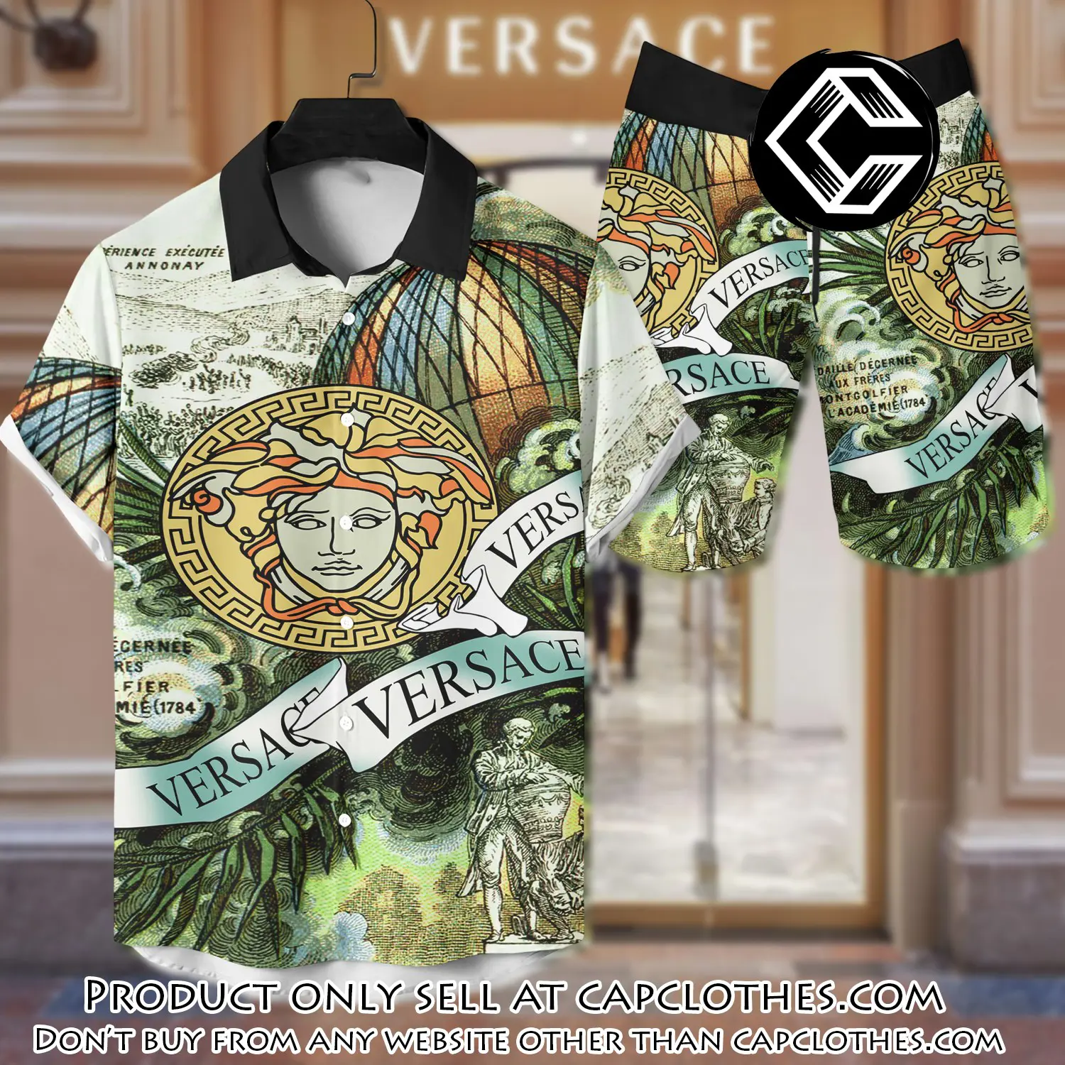 Versace luxury hawaiian shirt & short set lhs1216 cc4600282